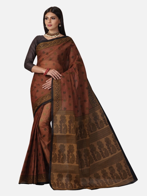 

SALWAR STUDIO Brown Ethnic Motifs Pure Cotton Saree