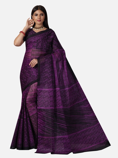 

SALWAR STUDIO Purple Ethnic Motifs Pure Cotton Saree
