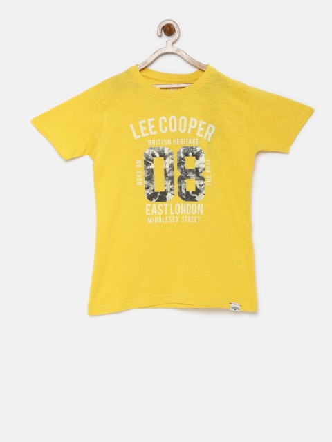 

Lee Cooper Boys Yellow Printed Pure Cotton T-shirt