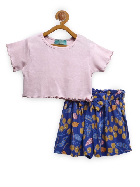 

Tiara Girls Blue & Pink Printed Cotton Clothing Set