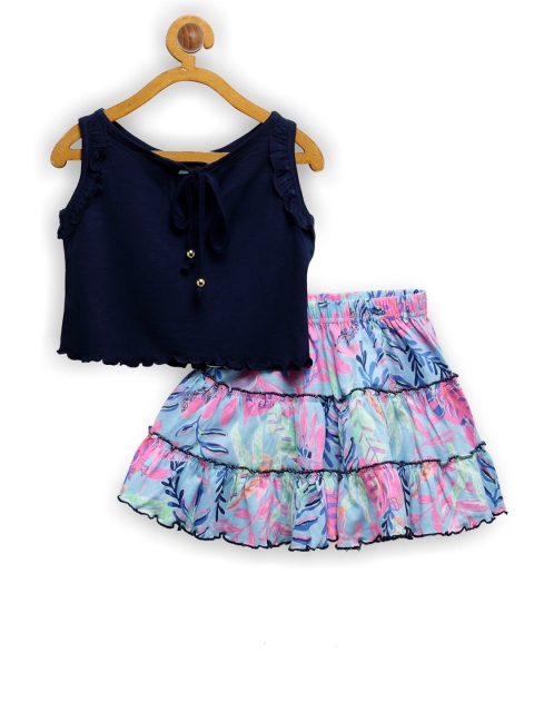 

Tiara Girls Navy Blue & Pink Top with Skirt