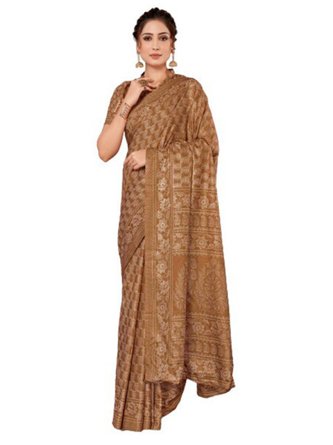 

KALINI Brown Floral Silk Blend Saree
