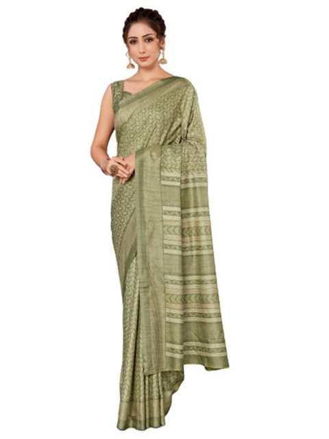 

KALINI Green Checked Silk Blend Saree