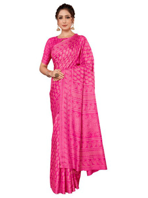 

KALINI Pink Floral Silk Blend Saree