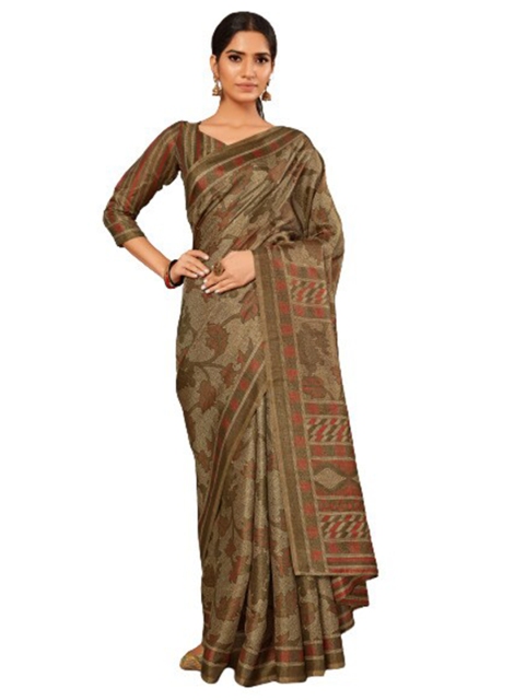 

KALINI Beige & Red Ethnic Motifs Silk Blend Saree