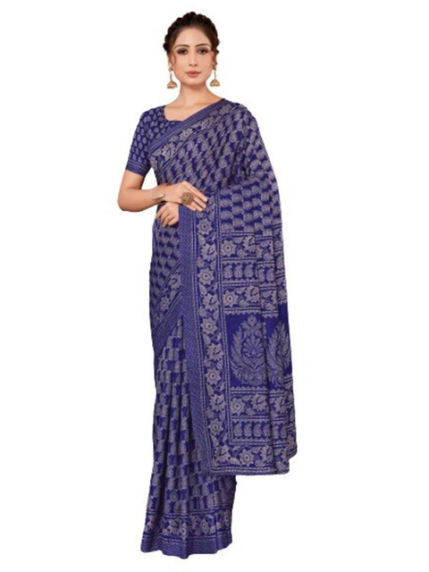 

KALINI Navy Blue Floral Silk Blend Saree