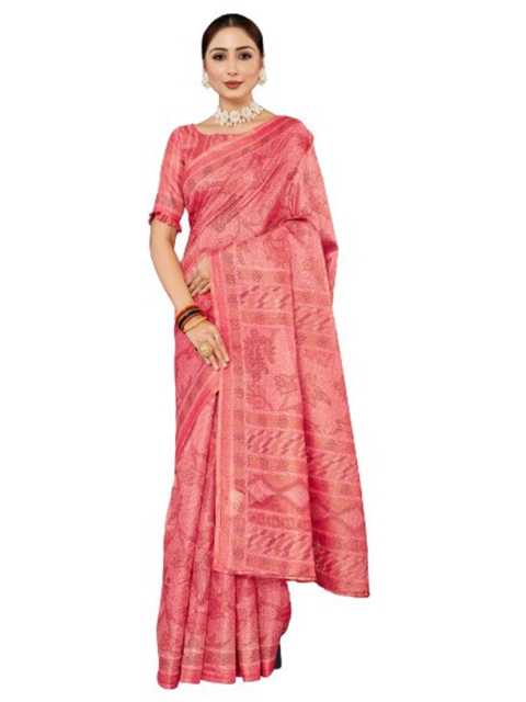 

KALINI Pink Floral Silk Blend Saree