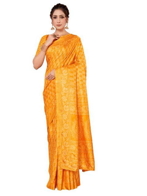 

KALINI Yellow & White Ethnic Motifs Silk Blend Saree