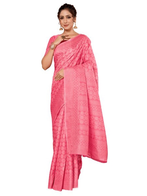 

KALINI Pink Ethnic Motifs Silk Blend Saree