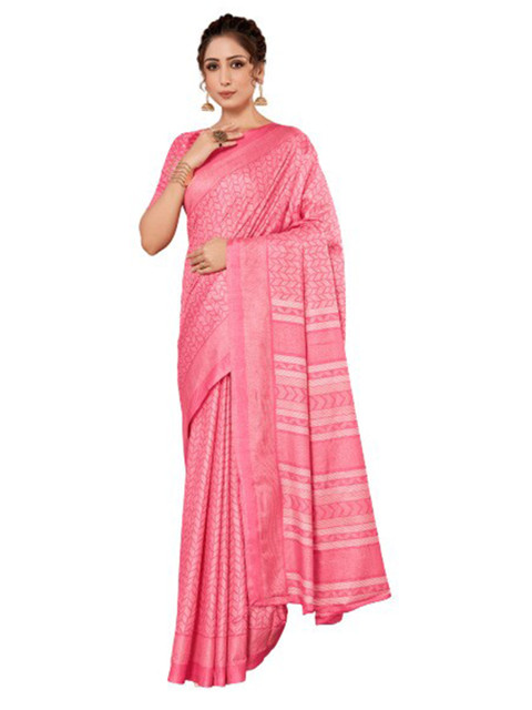 

KALINI Pink & White Silk Blend Saree