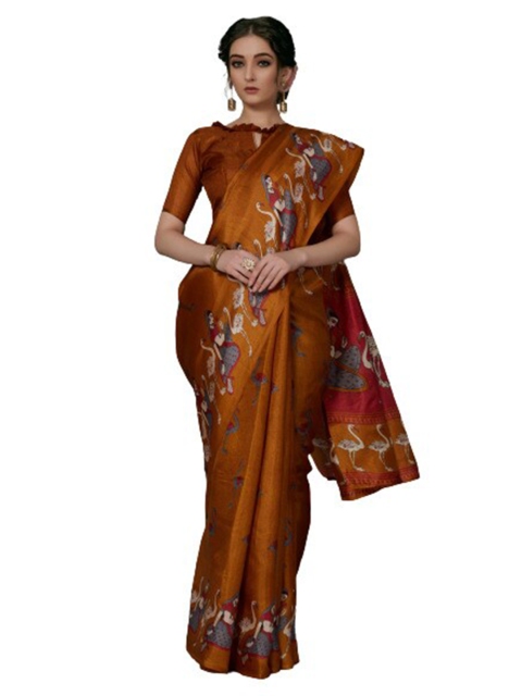 

KALINI Mustard & Grey Silk Blend Saree