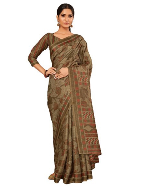 

KALINI Brown Ethnic Motifs Silk Blend Saree