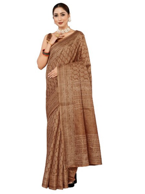 

KALINI Khaki Floral Silk Blend Saree