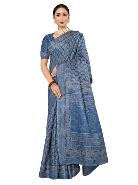 

KALINI Blue Ethnic Motifs Silk Blend Saree