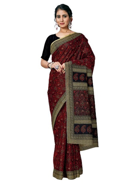 

KALINI Red Floral Silk Blend Saree