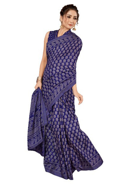 

KALINI Blue Ethnic Motifs Silk Blend Saree