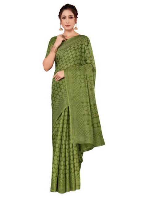 

KALINI Green Ethnic Motifs Silk Blend Saree