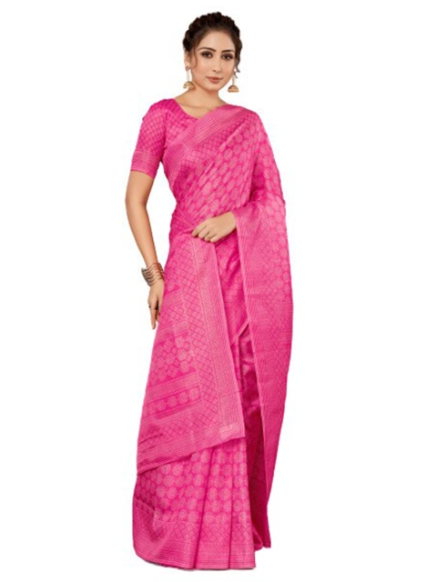 

KALINI Magenta Floral Silk Blend Saree