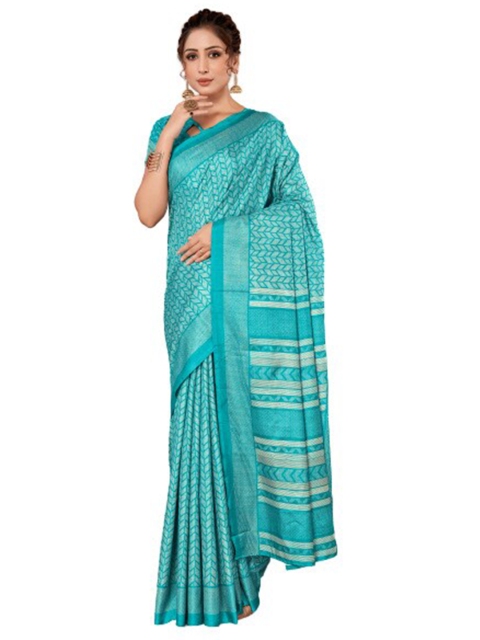 

KALINI Sea Green Floral Silk Blend Saree