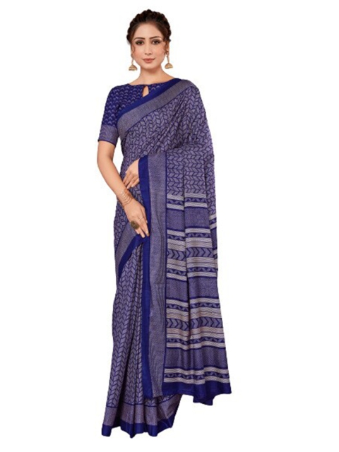

KALINI Navy Blue & White Silk Blend Saree