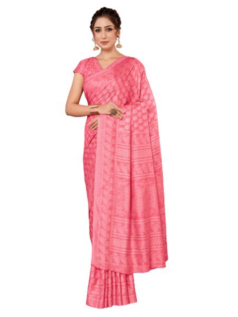 

KALINI Pink Floral Silk Blend Saree