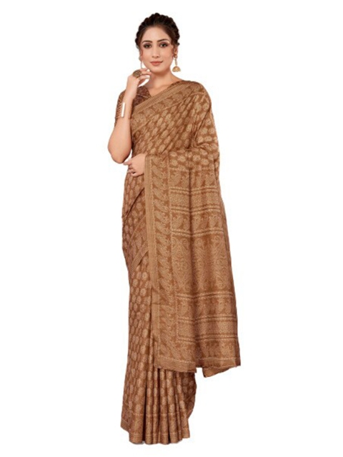 

KALINI Brown Ethnic Motifs Silk Blend Saree