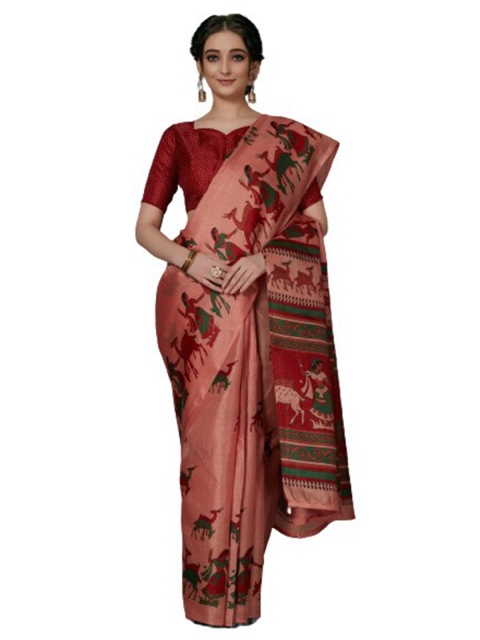 

KALINI Pink & Green Silk Blend Saree