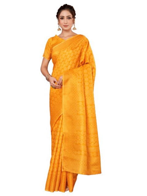 

KALINI Yellow Ethnic Motifs Silk Blend Saree