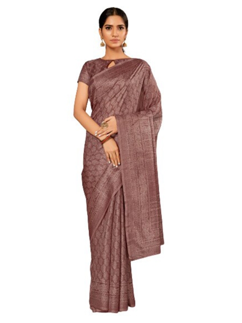 

KALINI Brown Floral Silk Blend Saree