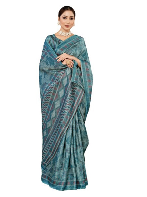 

KALINI Blue & Red Ethnic Motifs Silk Blend Saree