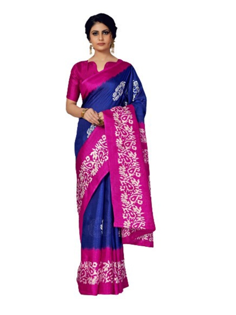

KALINI Blue & Pink Ethnic Motifs Silk Blend Saree