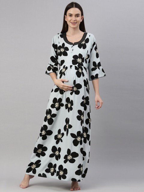 

GOLDSTROMS Blue Floral Printed Maternity Maxi Nightdress