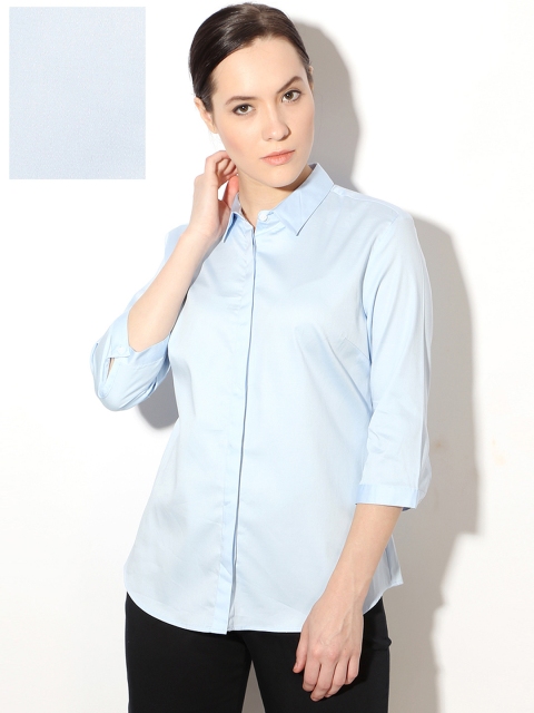 

Van Heusen Woman Blue Solid Formal Shirt