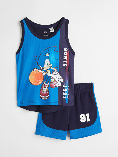 

H&M Boys 2-Piece Printed Basketball Set, Blue