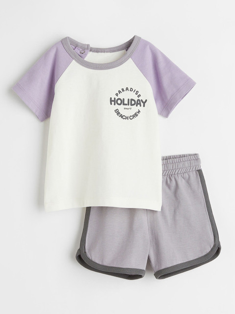 

H&M Boys White & Purple 2-Piece Cotton Set