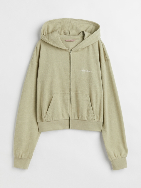 

H&M Women Green Jersey Zip-through Hoodie