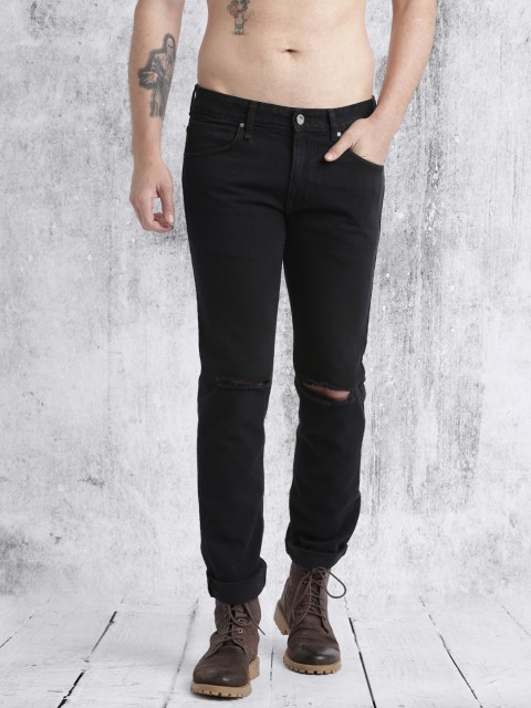 

Roadster Men Black Mid-Rise Slash Knees Jeans