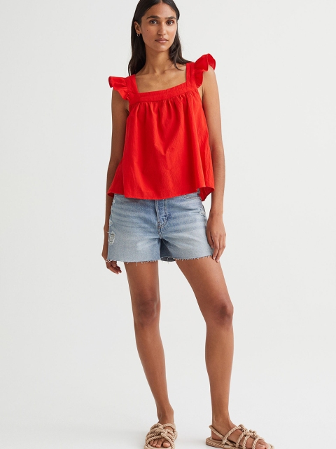 

H&M Red Flounce-Trimmed Top
