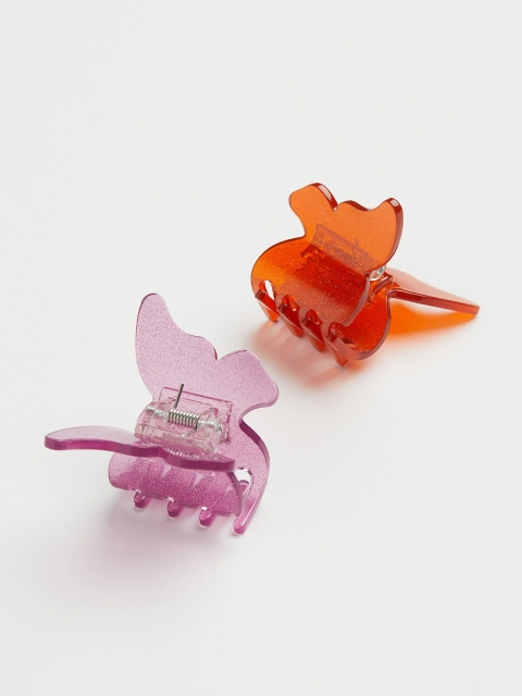 

H&M 2-Pack Glittery Hair Claws, Orange