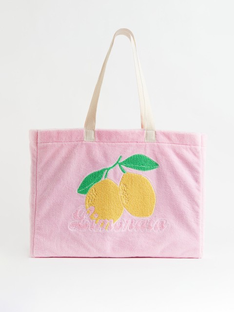 

H&M Women Pink & Yellow Embroidered Shopper Bag