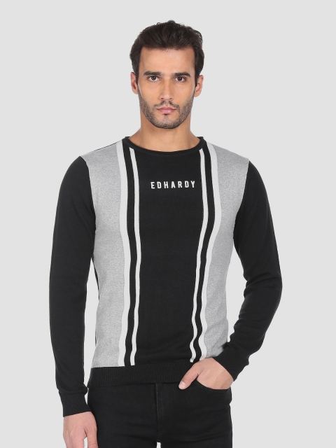 

Ed Hardy Men Black & Grey Colourblocked Pullover Sweater