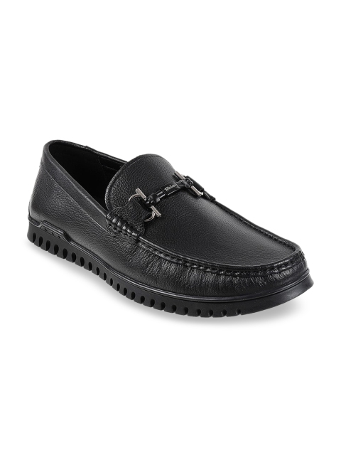 

J FONTINI Men Black Textured Leather Loafers