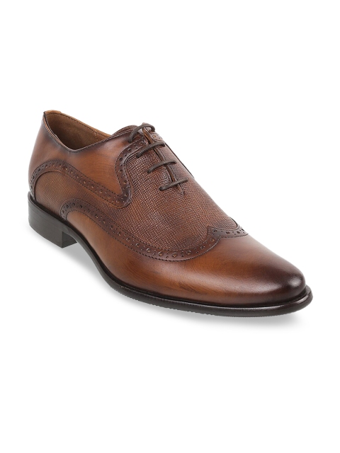 

J.FONTINI Men Tan Textured Leather Formal Derbys