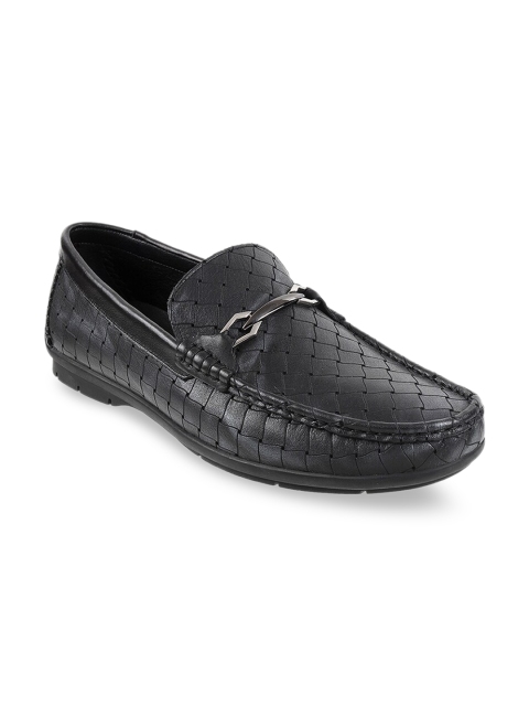 

J FONTINI Men Charcoal Grey Textured Leather Loafers