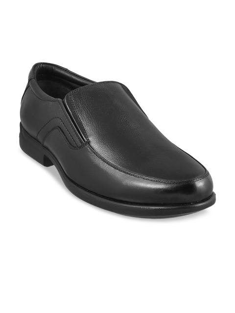 

J.FONTINI Men Black Solid Leather Slip-On Shoes