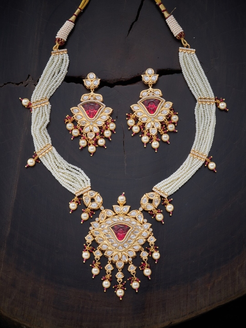 

Kushal's Fashion Jewellery Red & Gold-Plated Jewellery Set