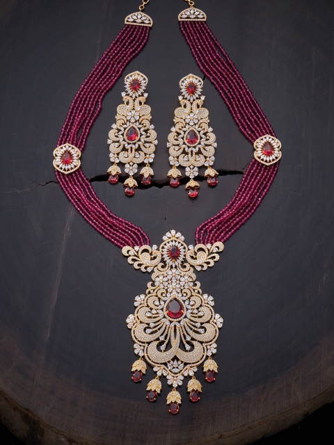 

Kushal's Fashion Jewellery Red Gold-Plated Layered Necklace