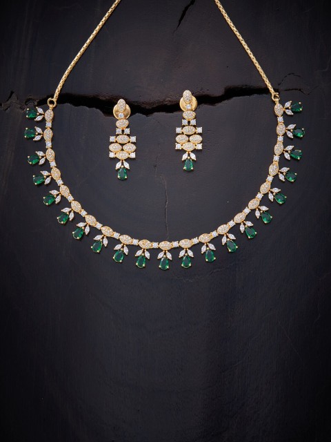 

Kushal's Fashion Jewellery Green Gold-Plated Jewellery Set