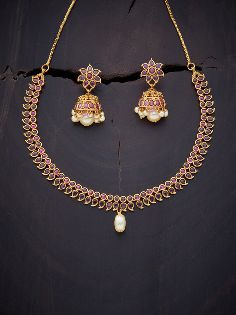 

Kushal's Fashion Jewellery Red Gold-Plated Antique Necklace