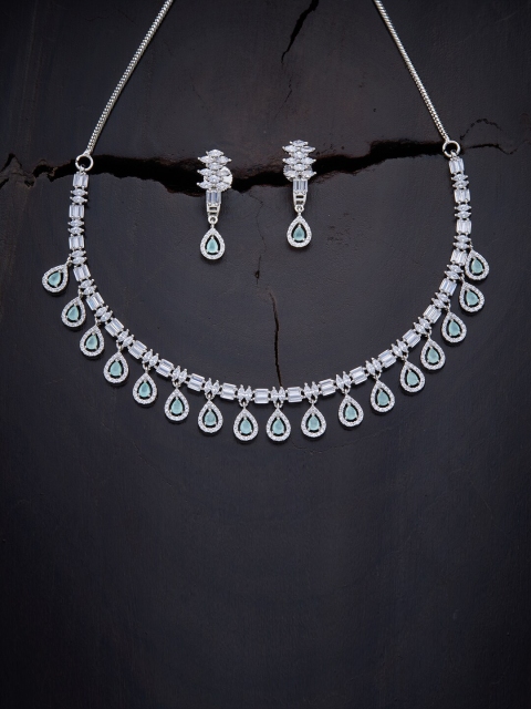 

Kushal's Fashion Jewellery Sea Green Rhodium-Plated Jewellery Set